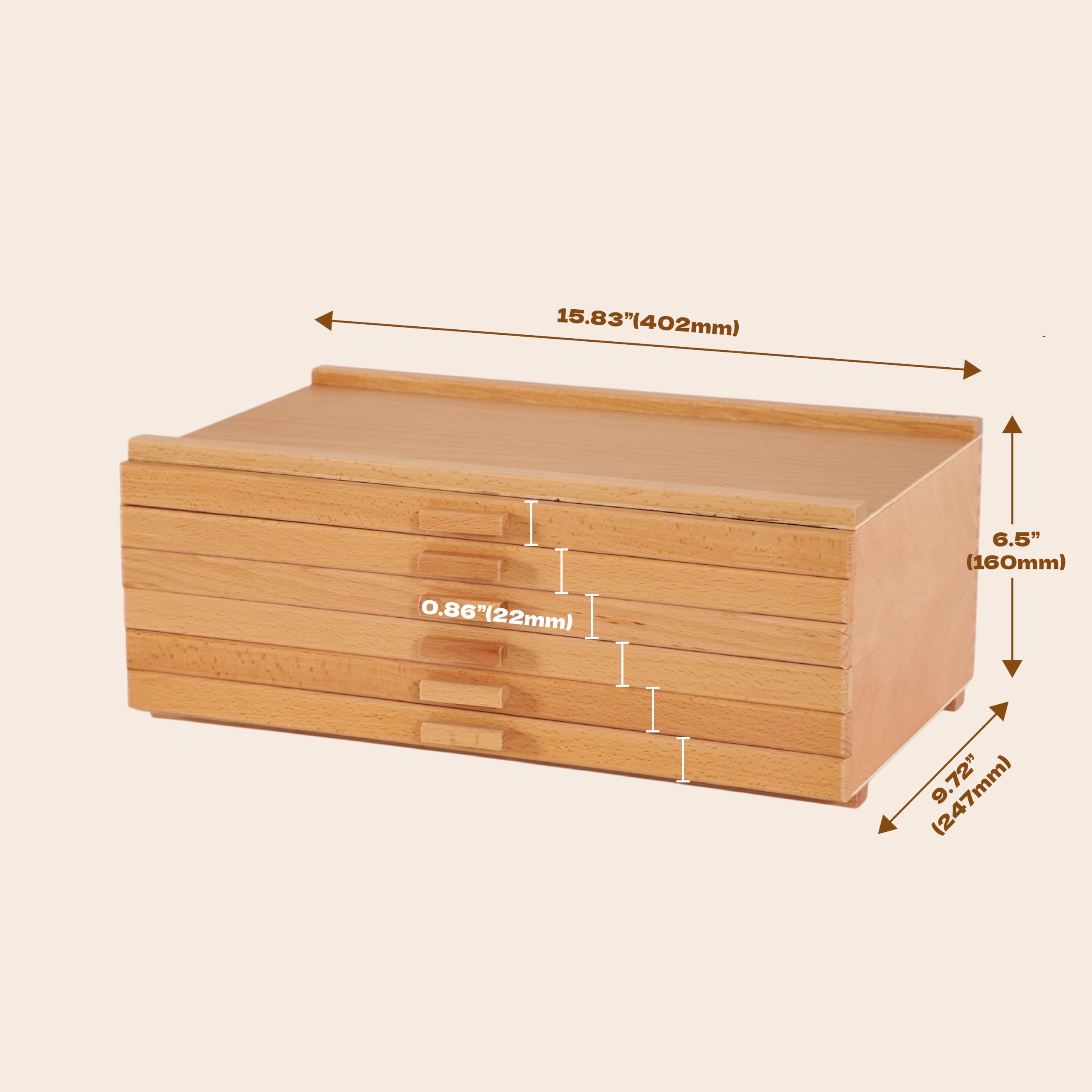 VISWIN 6-Drawer Wooden Storage Box for Artist Supplies with